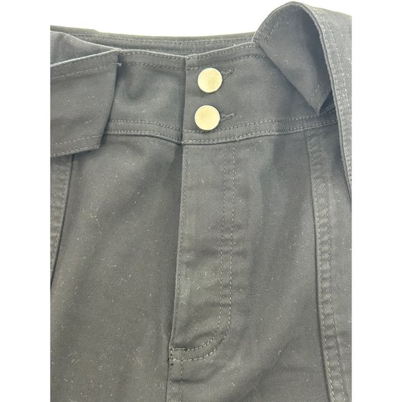 Bar lll Women’s Black Pants M Tie Belt Tapered Button Closure Pockets Stretch - Picture 13 of 16